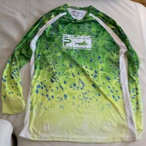 Pelagic man small Vibrant Green and Yellow Performance Shirt